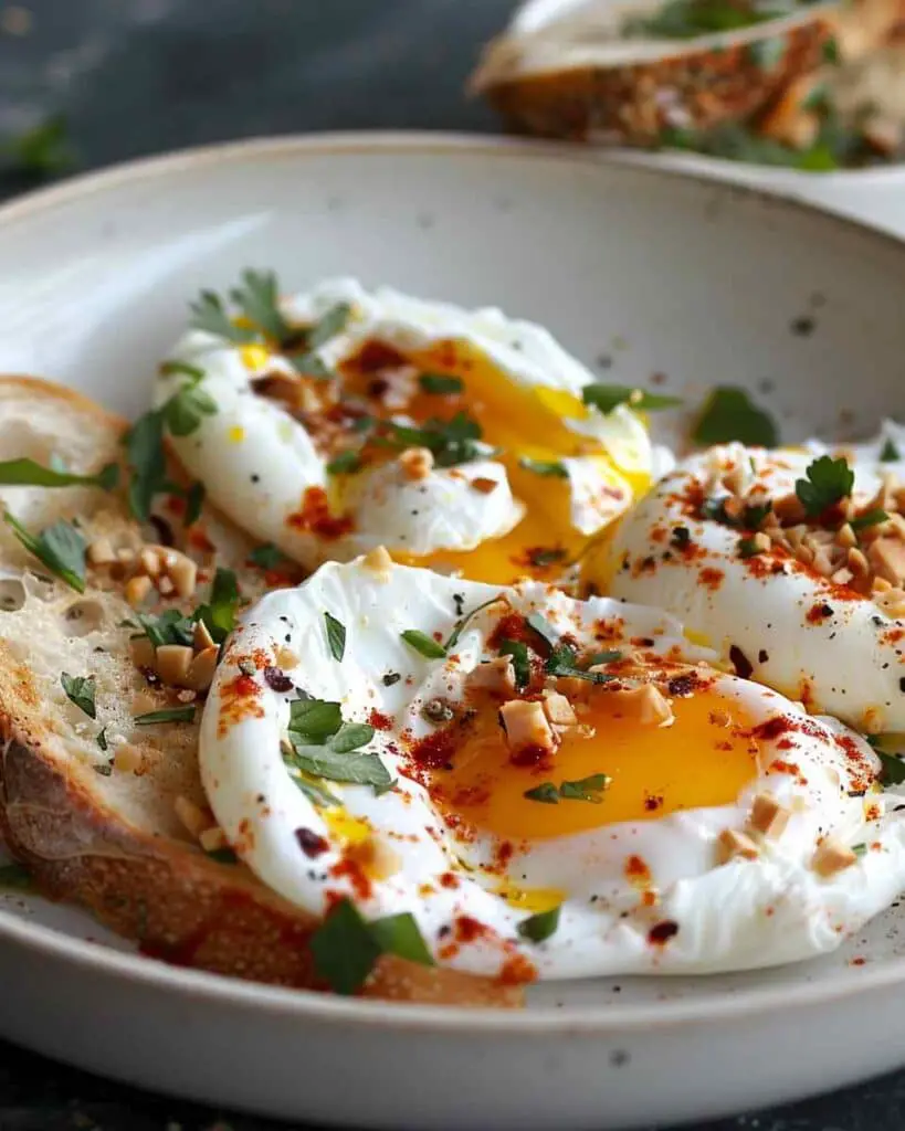 Poached Eggs with Chili Butter and Garlicky Yogurt