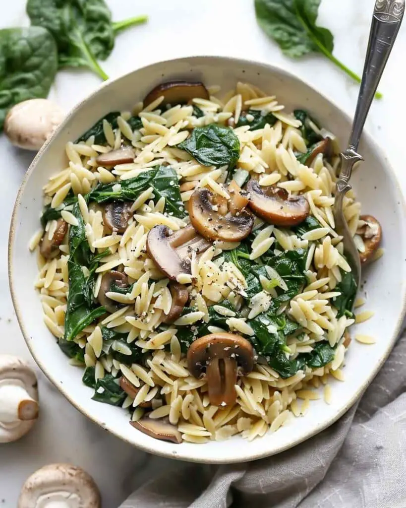 Spinach Mushroom Orzo