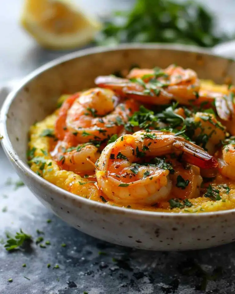 Spicy Garlic Lemon Butter Shrimp with Parmesan Corn Polenta
