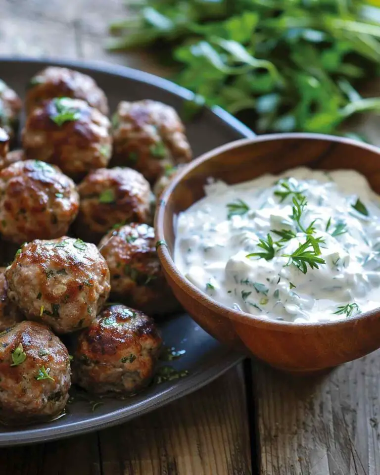 Greek-Style Beef Meatballs with Creamy Sun-Dried Tomato Tzatziki