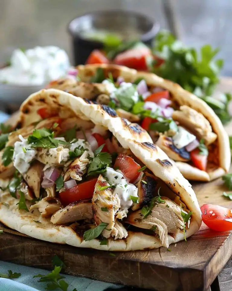Crockpot Greek Chicken Pitas with Tzatziki