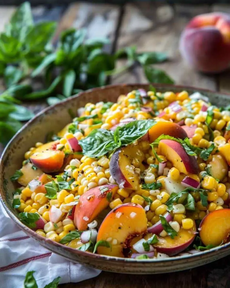 Fresh Peach & Corn Salad with Honey Lime Dressing