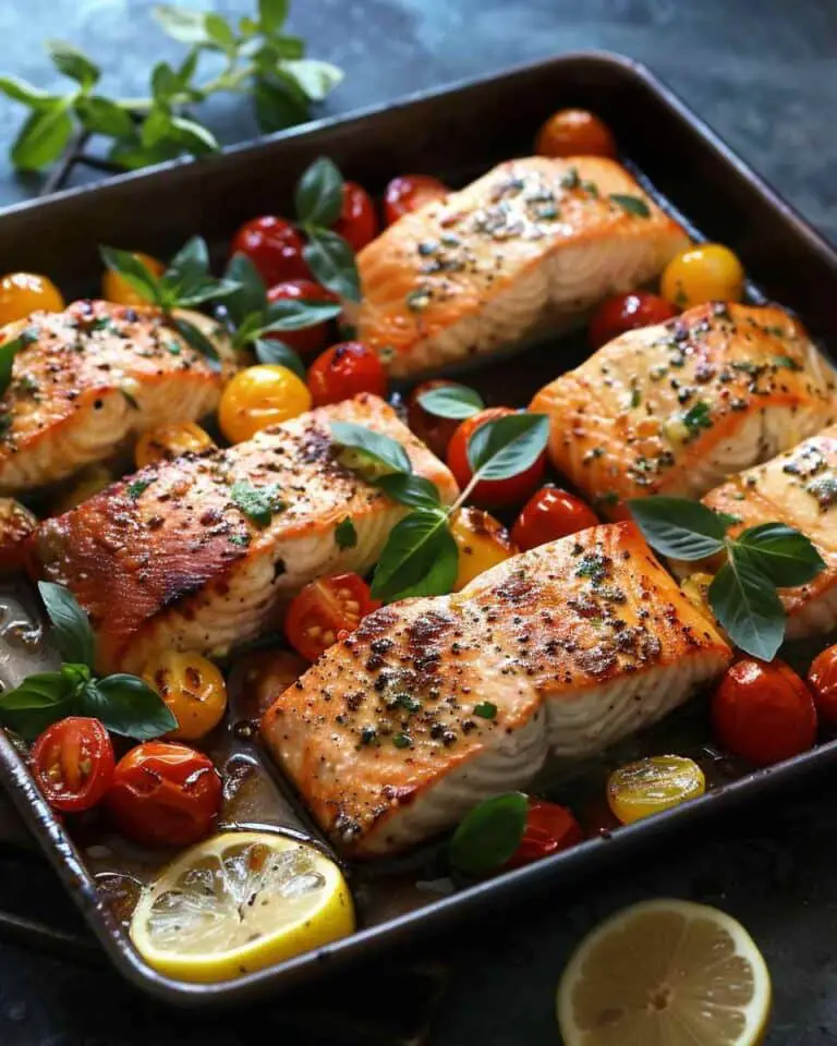 Baked Salmon With Cherry Tomatoes & Bell Peppers