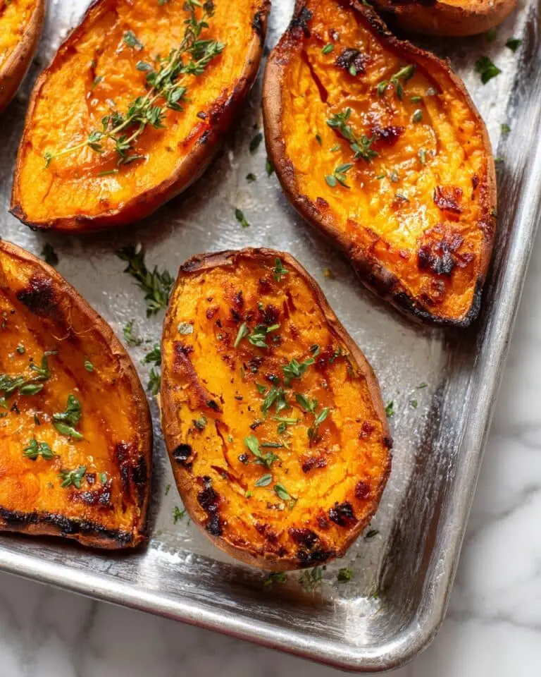 Oven Roasted Sweet Potato Halves with Crispy Caramelized Edges Recipe