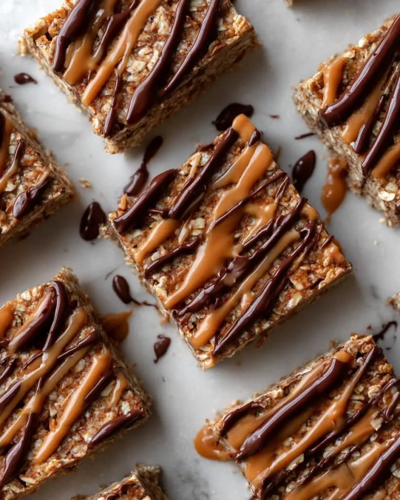 Oatmeal Breakfast Bars with Raisins, Bananas, and Optional Chocolate and Peanut Butter Drizzle Recipe