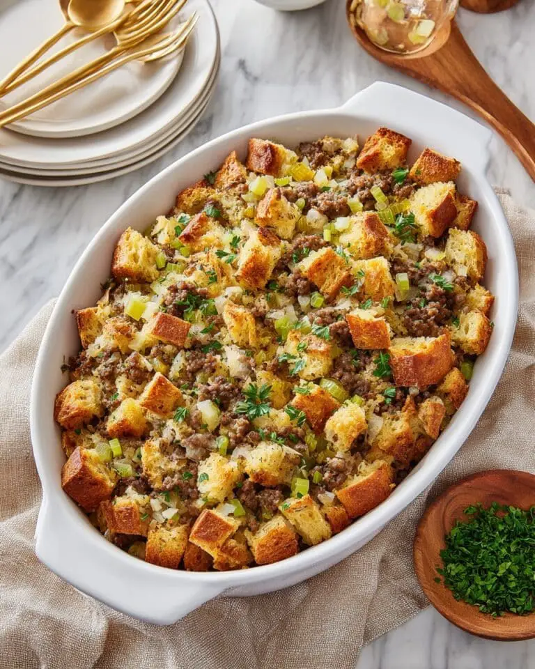 Cornbread Stuffing with Sausage, Herbs, and Optional Pecans Recipe