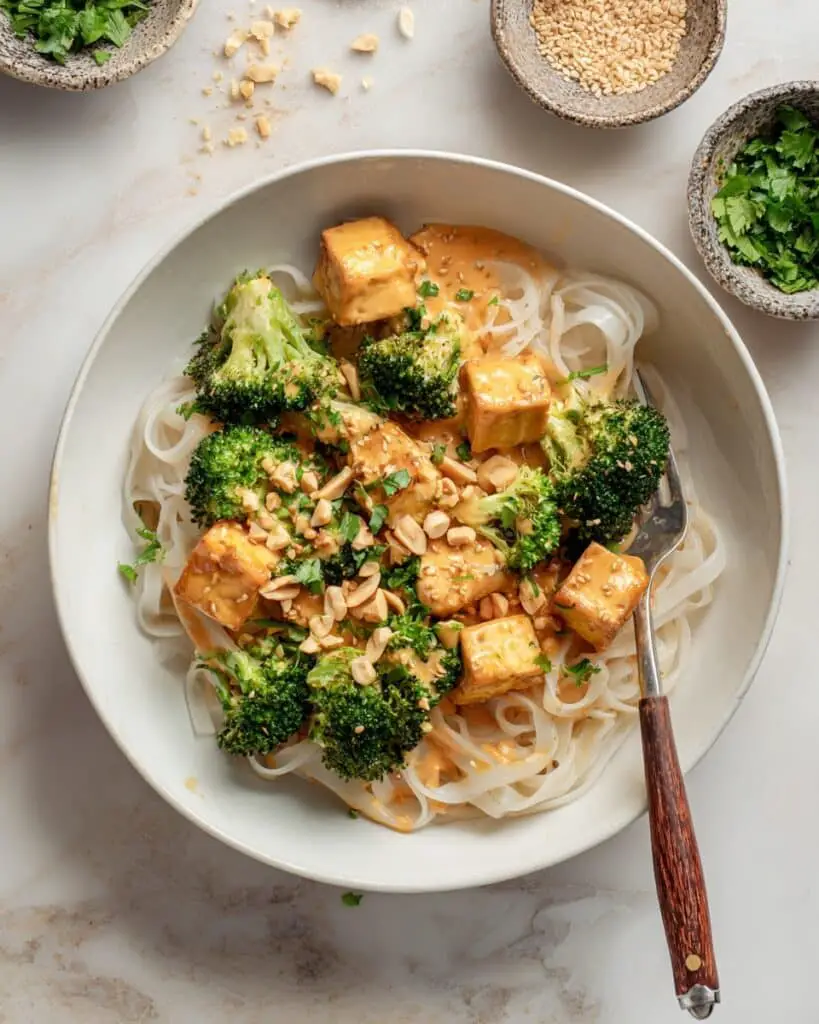 Crispy Tofu Noodle Bowl with Peanut Lime Sauce Recipe