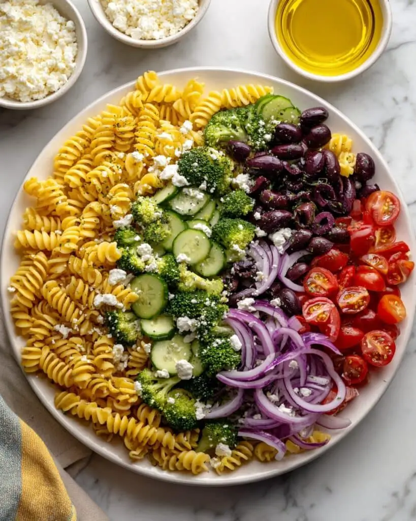High Protein Pasta Salad (No Mayo) Recipe