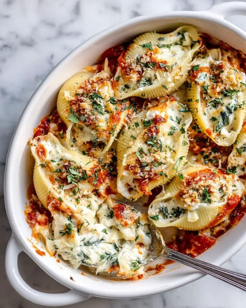 Garlic Chicken & Spinach Stuffed Shells Recipe