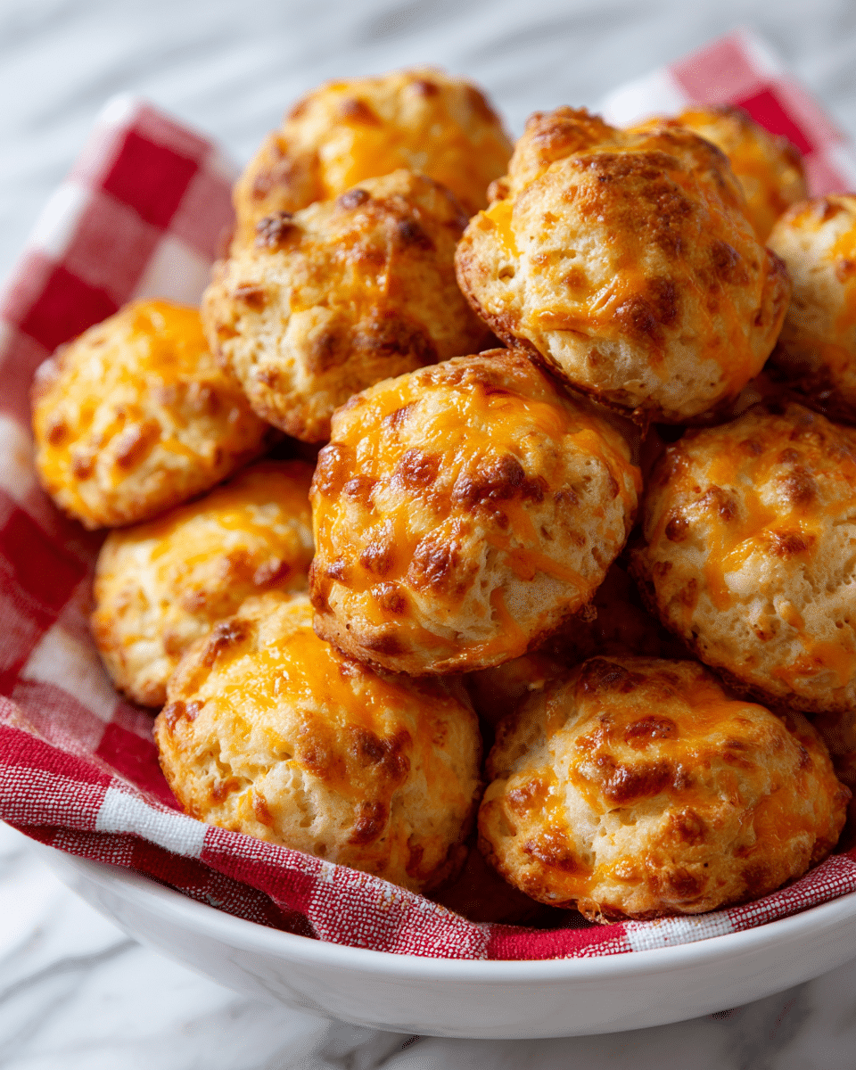 A close-up view of many small, round meatballs that have a golden brown and slightly crispy texture on the outside with bits of melted orange cheese scattered on the surface, placed inside a white dish lined with a red and white checkered cloth, all sitting on a white marbled surface photo taken with an iphone --ar 4:5 --v 7