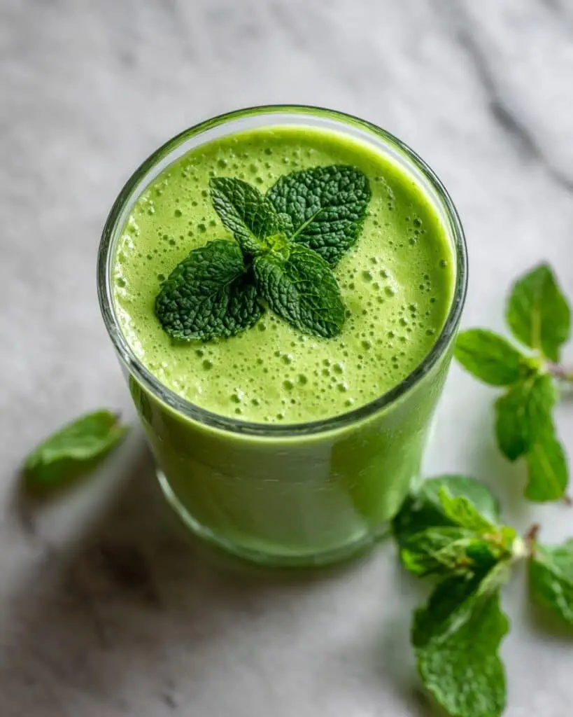 Mint Green Smoothie Recipe with Banana, Spinach, and Greek Yogurt Recipe