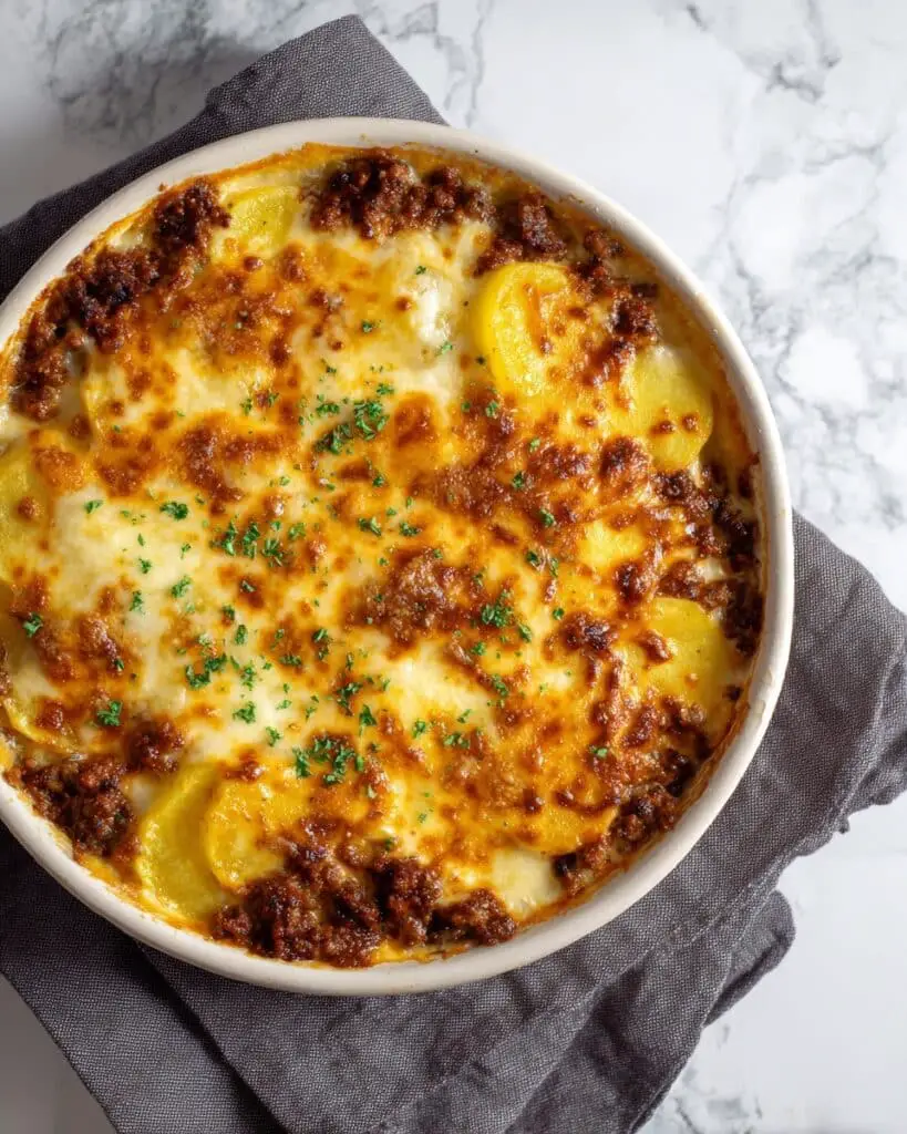 Cheesy Ground Beef and Potato Casserole Recipe