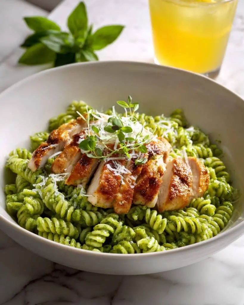 Pesto Pasta with Crispy Parmesan Chicken Recipe
