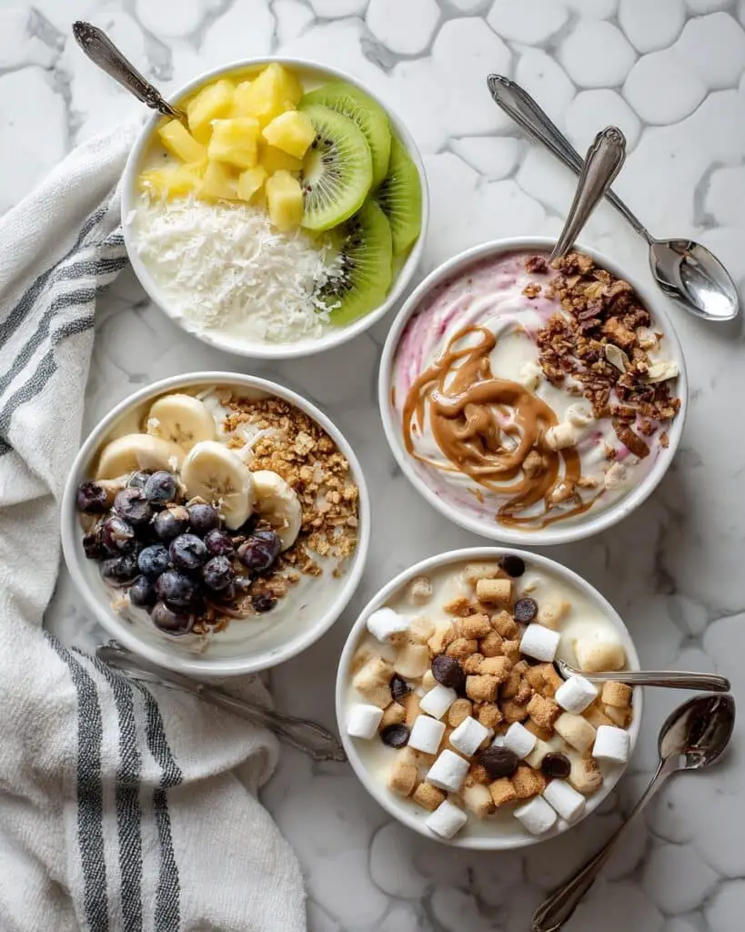 Greek Yogurt Bowls – 4 Ways Recipe