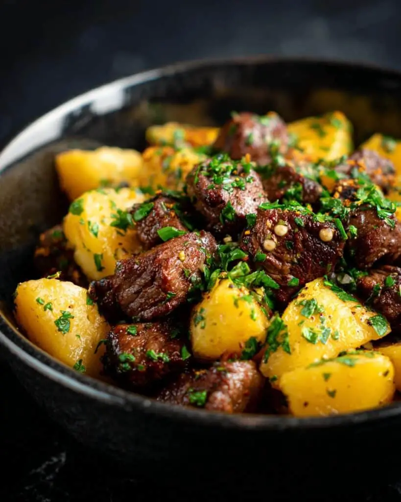 Slow Cooker Garlic Butter Beef Bites & Potatoes Recipe
