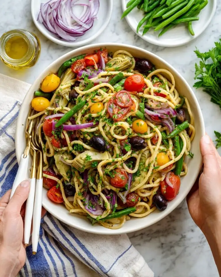 Vegan Pasta Salad with Tahini Lemon Dressing Recipe