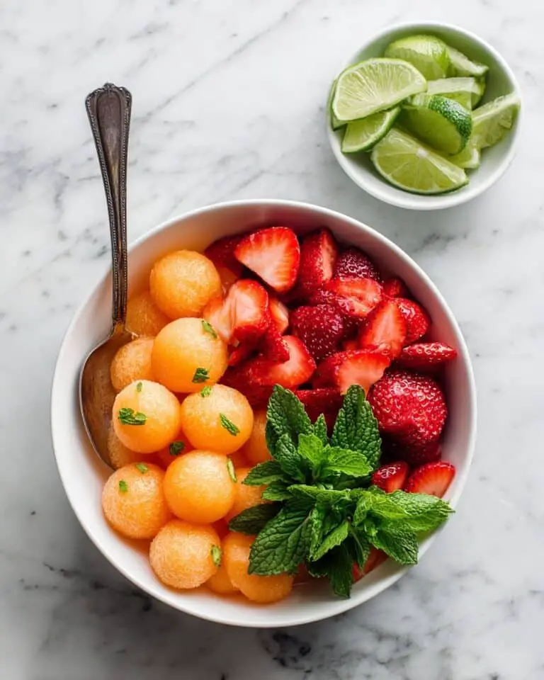 Strawberry Cantaloupe Salad with Lime and Mint Recipe