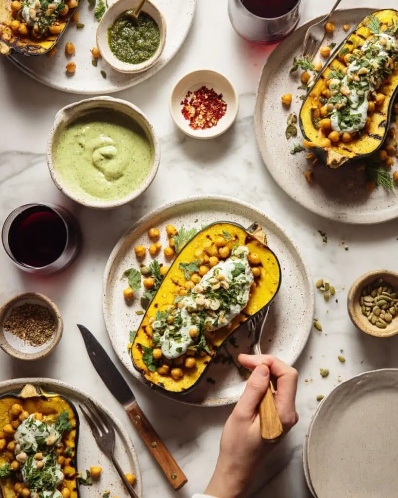 Acorn Squash with Chickpeas & Chimichurri Recipe