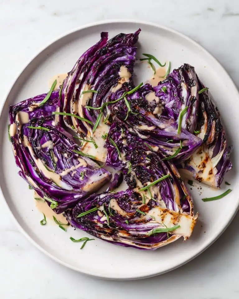 Roasted Red Cabbage with Miso and Tahini Recipe