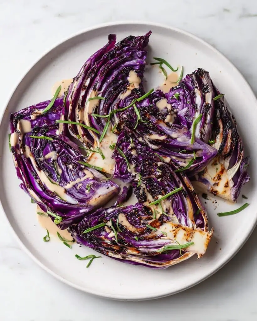 Roasted Red Cabbage with Miso and Tahini Recipe