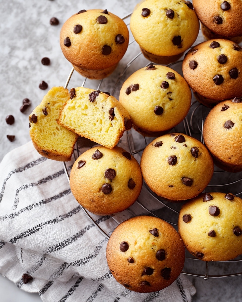 A cooling rack filled with about twenty small, round chocolate chip cookies, each light golden brown with numerous dark chocolate chips embedded on top and within. One cookie near the top left is broken in half, showing a soft, airy inside textured with chocolate bits. The cooling rack sits on a white marbled surface with a cream and black-striped cloth draped partially underneath on the left side. The cookies have a slightly rough texture and vary a little in size, creating a casual, fresh-baked feel. photo taken with an iphone --ar 4:5 --v 7