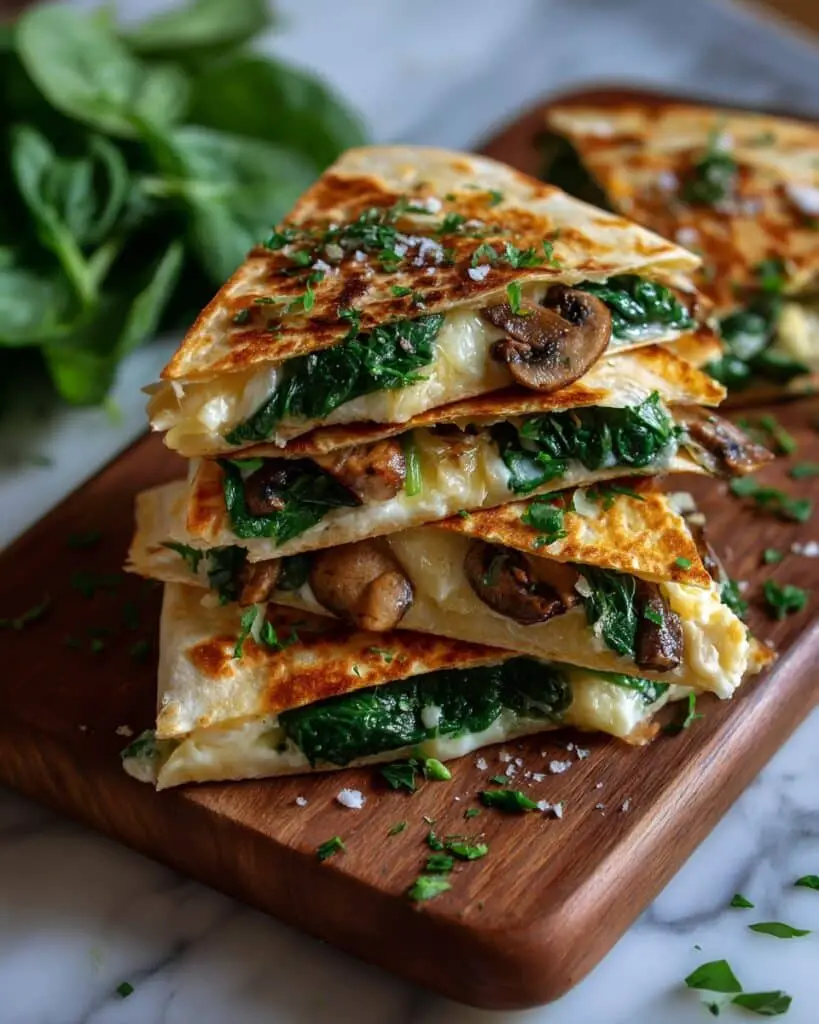 Baked Spinach Mushroom Quesadillas Recipe