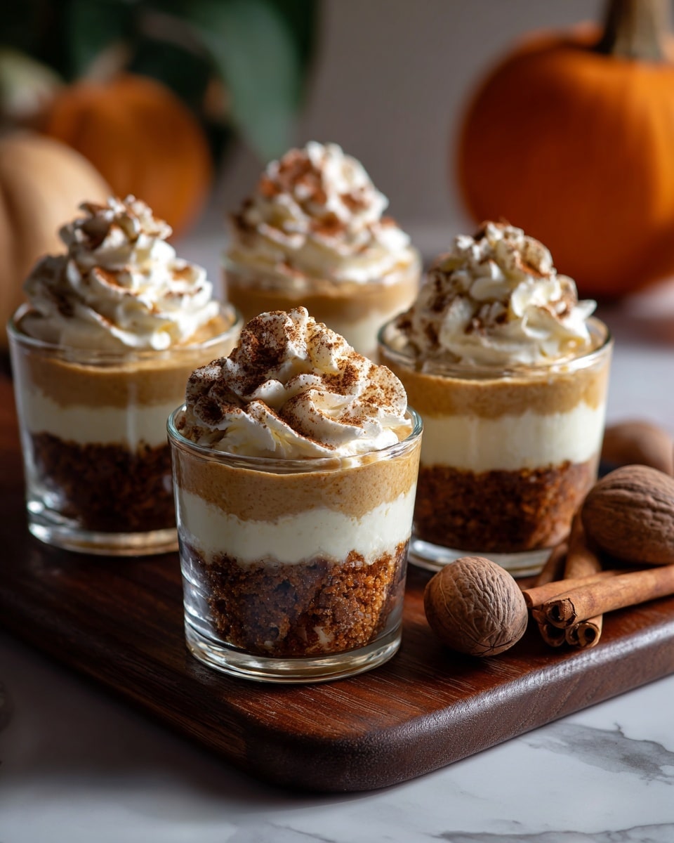 The image shows a wooden board placed on a white marbled surface, holding four small round cakes with a light yellow color. Three of the cakes have white whipped cream on top, sprinkled with brown powder, while the fourth cake has no topping. Around the board, there are five more plain cakes, a small open jar filled with a brown powder, two whole nutmegs, and a cinnamon stick scattered on the white marbled surface. To the right side of the image, a whole pumpkin with a green stem is visible, and a white plate with a spoon and a woman’s hand can be seen at the edge of the frame. photo taken with an iphone --ar 4:5 --v 7