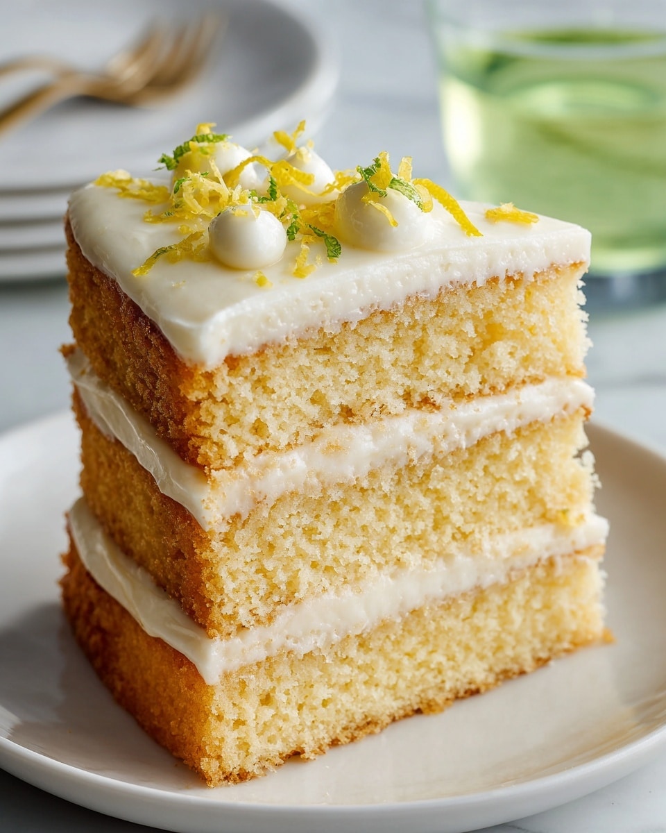 The image shows a grid of square lemon bars arranged on a white marbled surface. Each square has two layers: a golden yellow base and a thick white creamy top layer. The creamy layer is decorated with small round white sprinkles, yellow lemon zest, and small pools of lemon glaze. Some squares are cut diagonally into two triangles, and one piece is lifted showing the smooth texture of both layers. The overall look is bright and fresh, with a neat and uniform arrangement. photo taken with an iphone --ar 4:5 --v 7