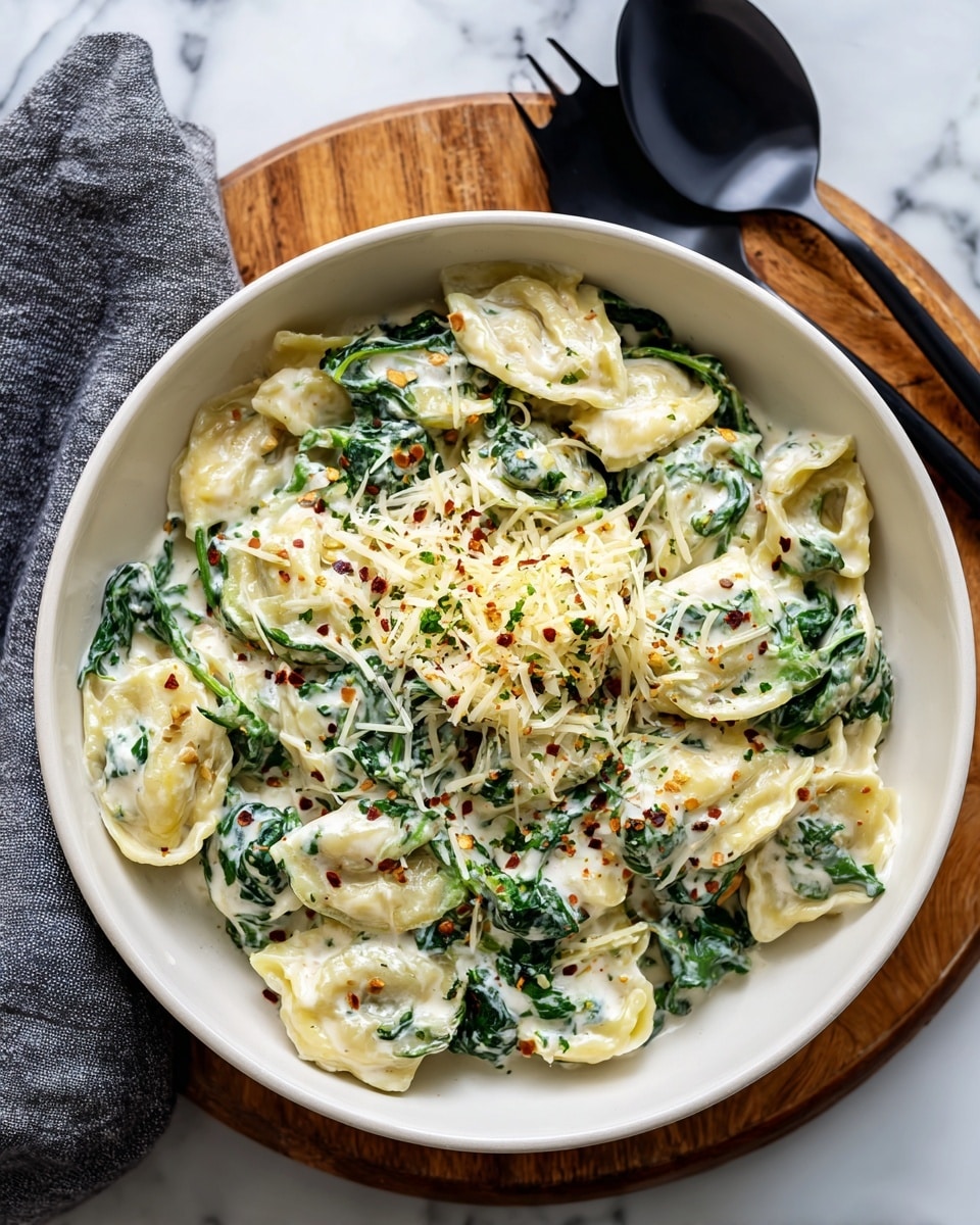 The image shows fresh ingredients laid out on a white marbled surface. There are two bunches of dark green spinach leaves on the left side, with two whole garlic bulbs and one brown egg nearby. Two halved artichokes reveal their pale green layered leaves in the bottom left corner. In the center, a small white bowl holds a white mixture with green herbs, and above it is a smaller bowl with a white substance and a yellow center, possibly an egg yolk. To the right, two bowls filled with light brown spiral pasta are placed, one wooden and one white, with two wedges of pale yellow cheese resting beside the bowls. A small wooden bowl filled with a mix of black and white pepper sits above the cheese. At the top, two small clear glass bowls contain a golden and amber liquid. Photo taken with an iphone --ar 4:5 --v 7