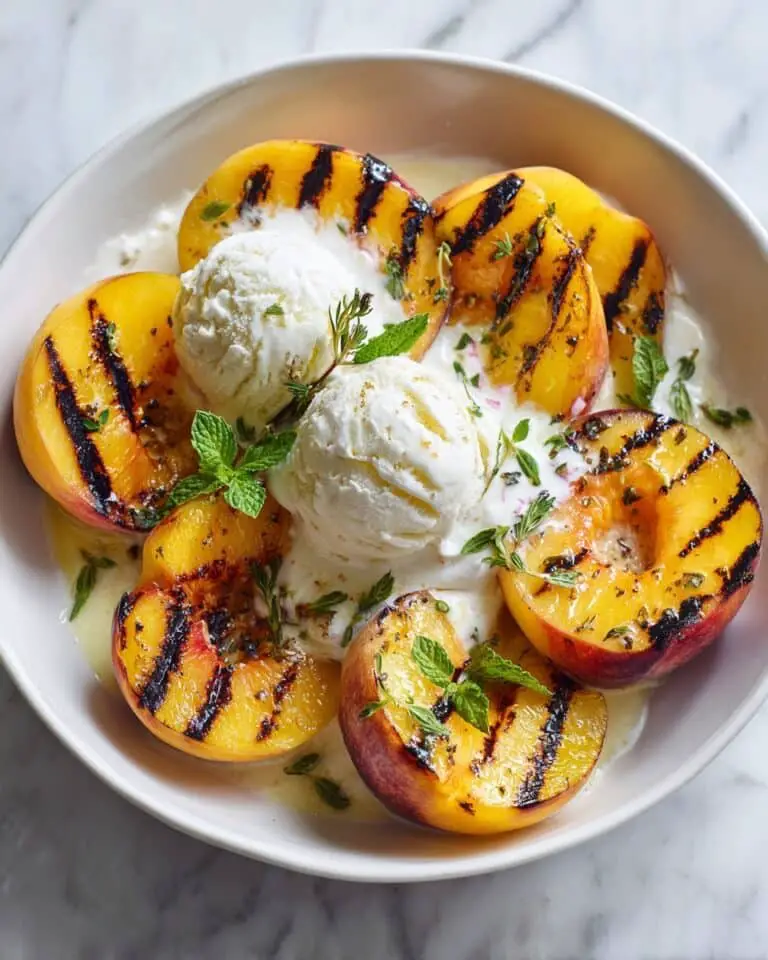 Sweet and Juicy Grilled Peaches with Creamy Ice Cream Recipe