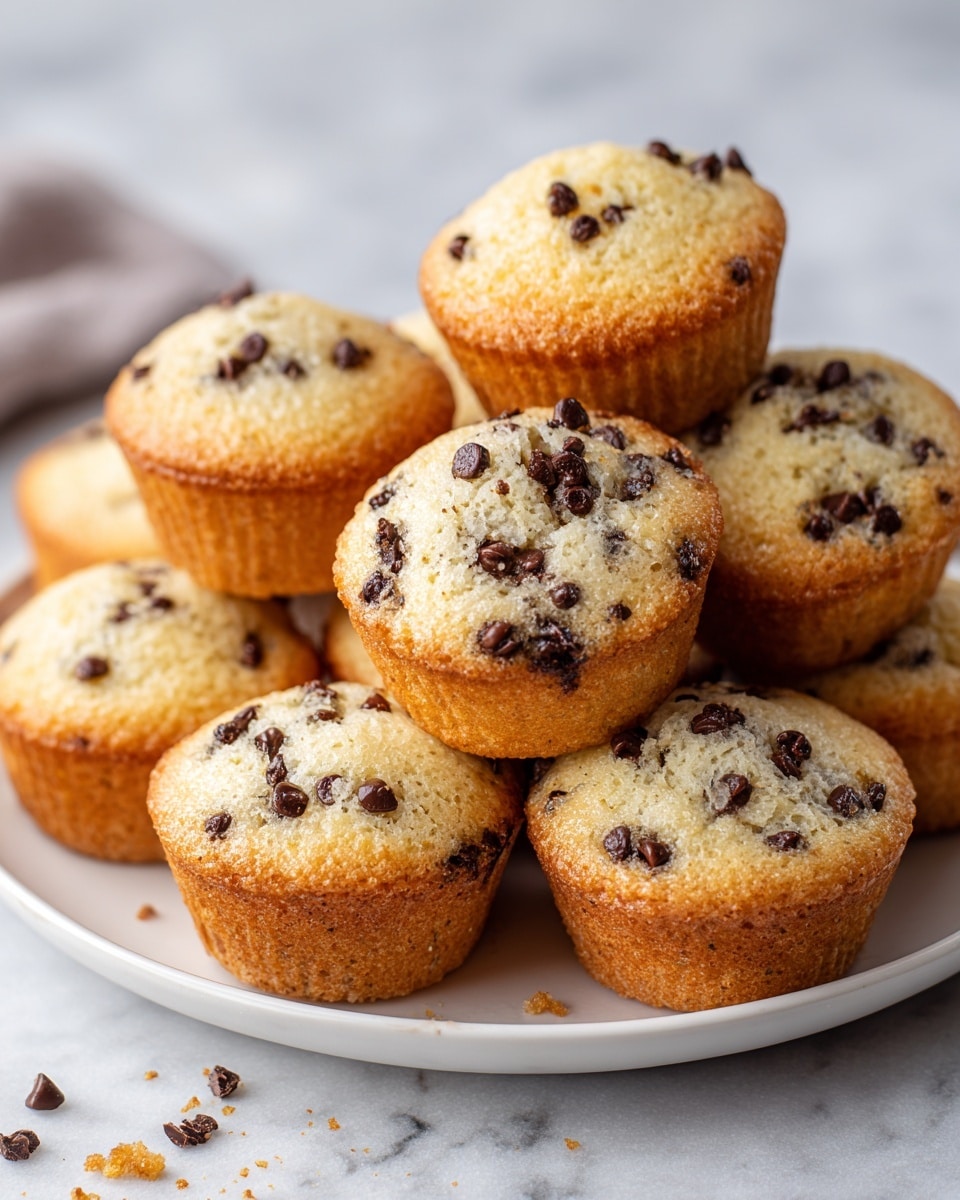 The image shows a top-down view of various small white bowls and a white measuring cup arranged on a white marbled surface, each containing different baking ingredients. The back row has a decorative bowl filled with dark brown mini chocolate chips on the left and a glass measuring cup with milk on the right, with a single white egg beside it. Below, on the left side, a small speckled bowl holds white baking powder, next to it is a small wooden bowl with baking soda, and a medium-sized bowl with cinnamon is placed on the right. A smaller wooden bowl with dark brown vanilla is centered below the baking soda, with a small wooden bowl with white salt close by. A somewhat larger white bowl filled with granulated white sugar is on the right side, slightly below the milk. To the far bottom left, there is a small white bowl with smooth white yogurt, and to the right, a larger white bowl contains pale flour. A white bowl with a yellowish oil or melted butter sits on the bottom left near the yogurt. The ingredients are labeled with black and white text overlays. The photo taken with an iphone --ar 4:5 --v 7