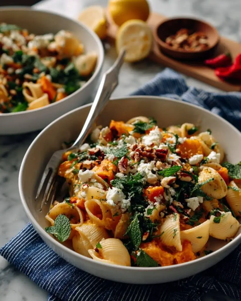 Butternut Squash Pasta with Chili Oil, Feta & Mint Recipe