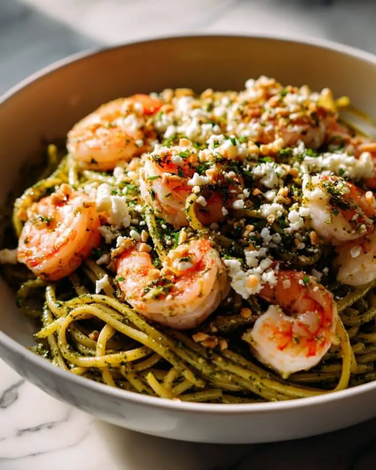 Easy & Creamy Pistachio Pesto Pasta with Shrimp Recipe
