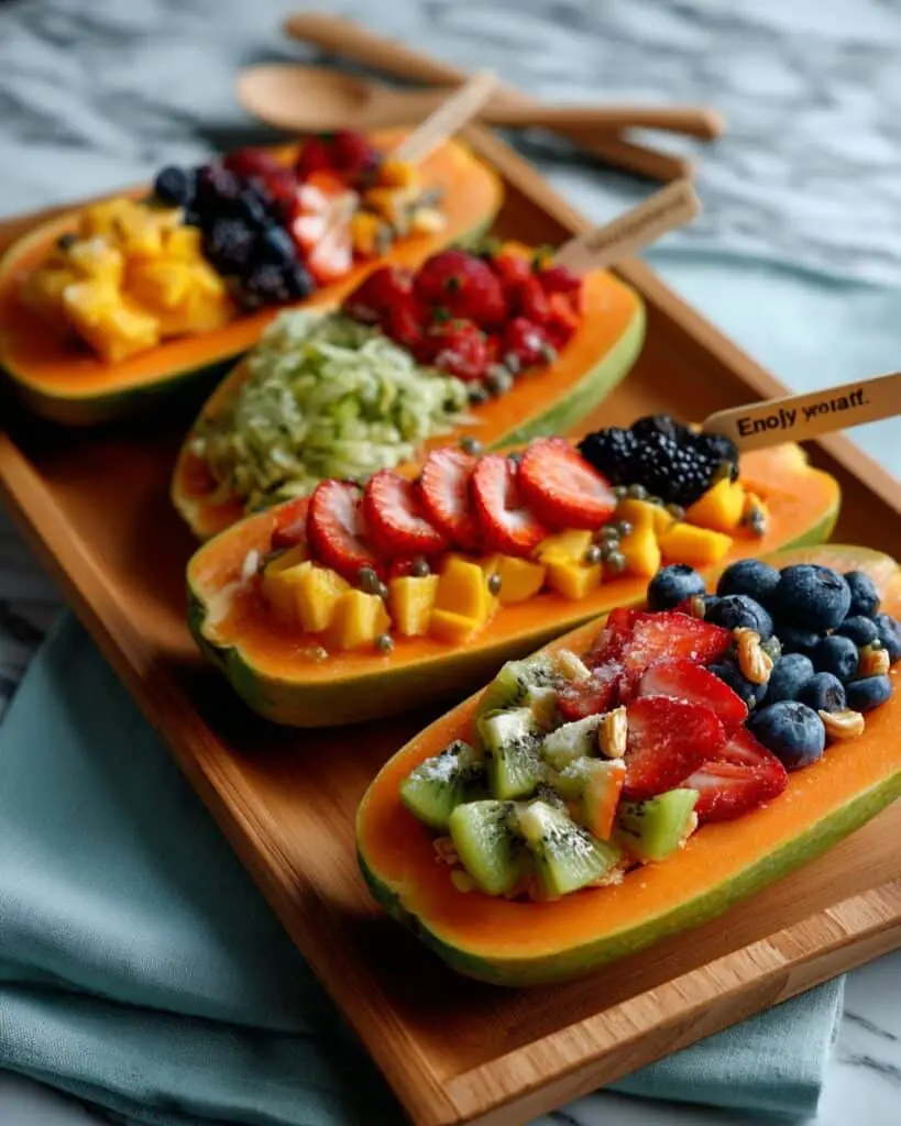 Papaya Lime Boats with Fresh Tropical Fruit Recipe
