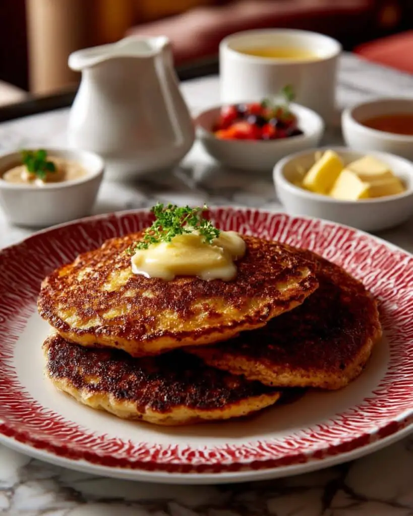 Copycat Golden Diner Pancakes with Honey Butter Syrup Recipe
