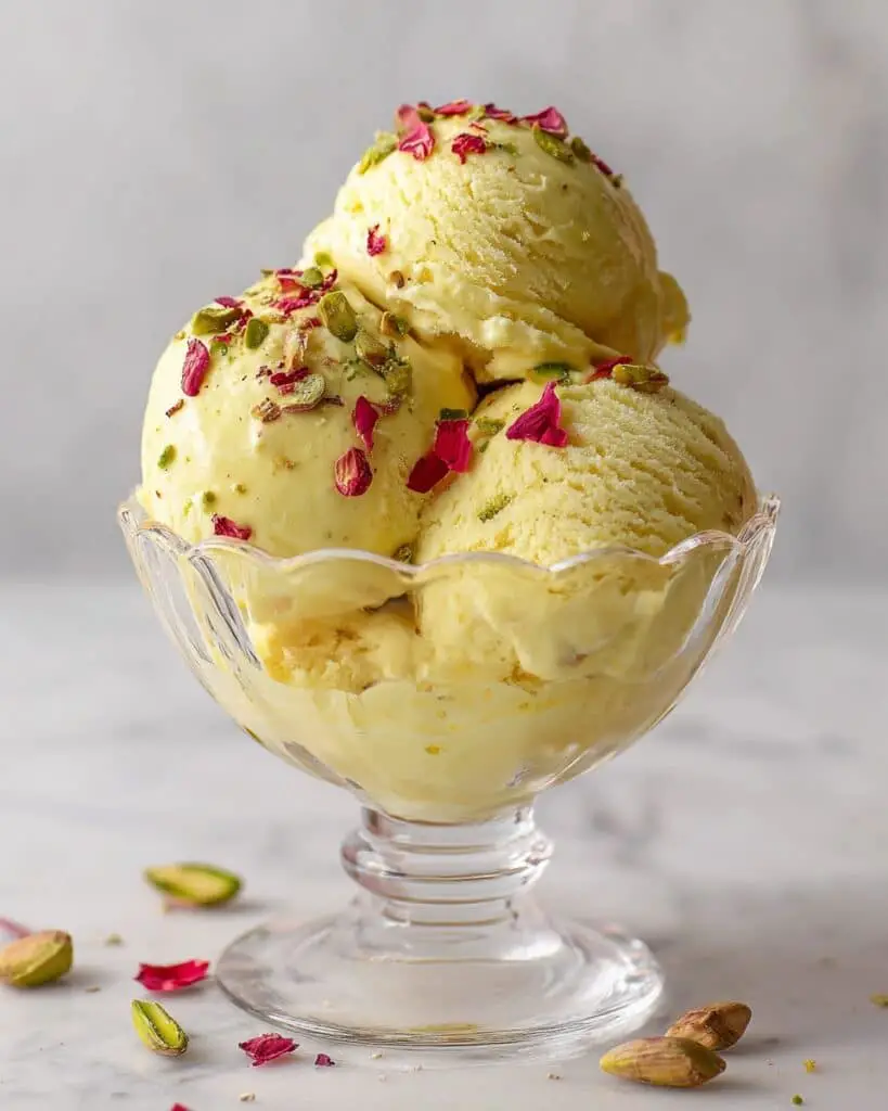 Persian Ice Cream with Saffron, Pistachios, and Rose (Bastani Sonnati) Recipe