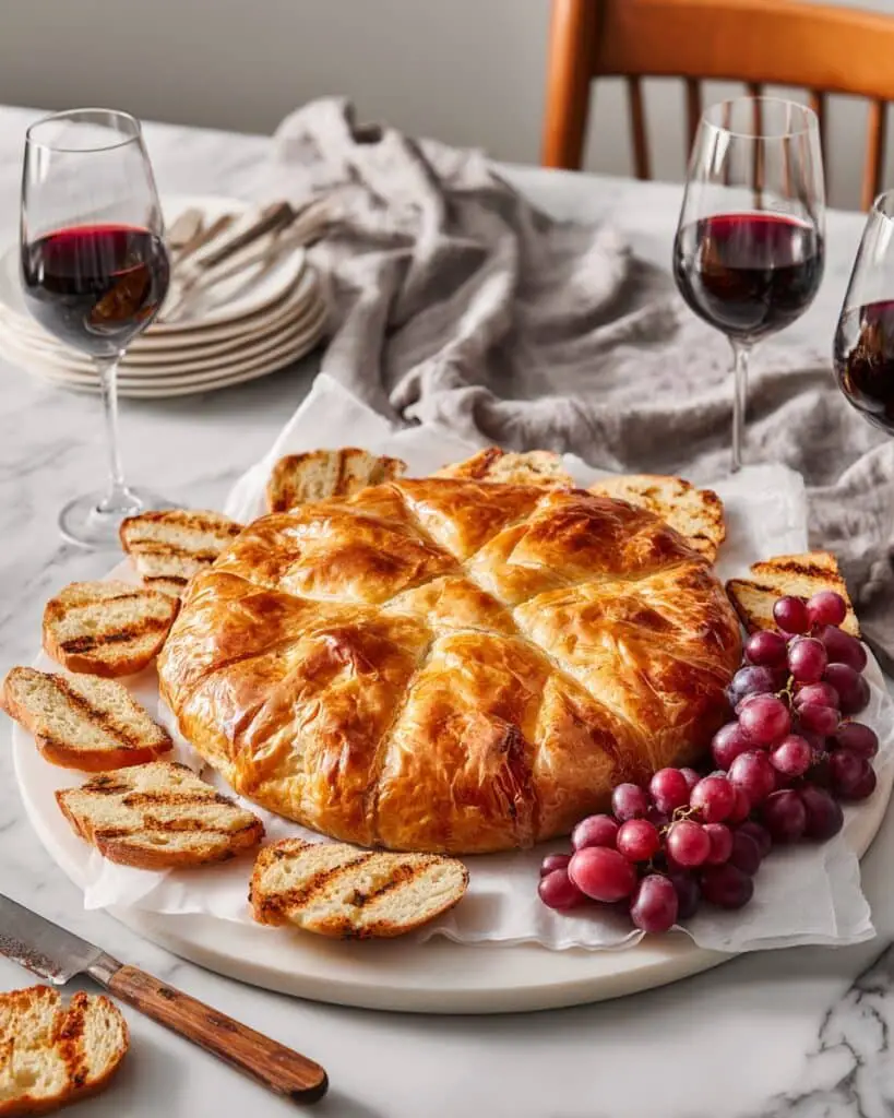Baked Camembert in Puff Pastry with Raisins Recipe