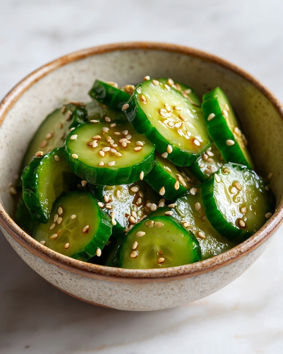 A white speckled bowl filled with four main sections: on the top left is a light beige soft rice; next to it are four reddish-orange meatballs topped with white sesame seeds and chopped green onions; below the meatballs are bright green fresh cucumber slices sprinkled with more sesame seeds; at the bottom left are vibrant roasted broccoli florets with a slightly charred texture. The bowl sits on a white marbled surface photo taken with an iphone --ar 4:5 --v 7