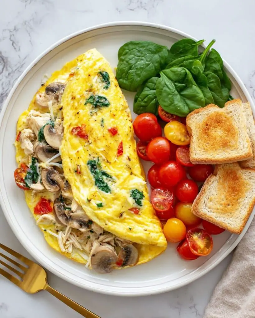 Chicken and Vegetable Cheddar Omelette Recipe