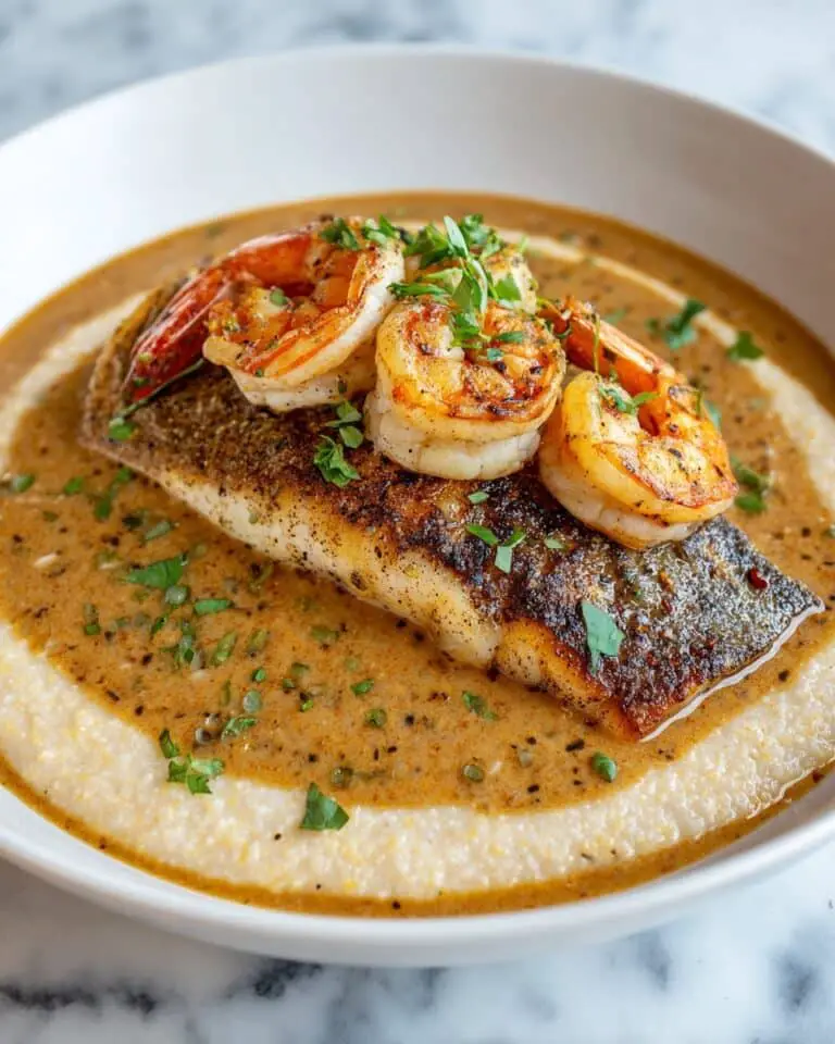 Red Snapper Shrimp Grits with Cajun Cream Sauce Recipe