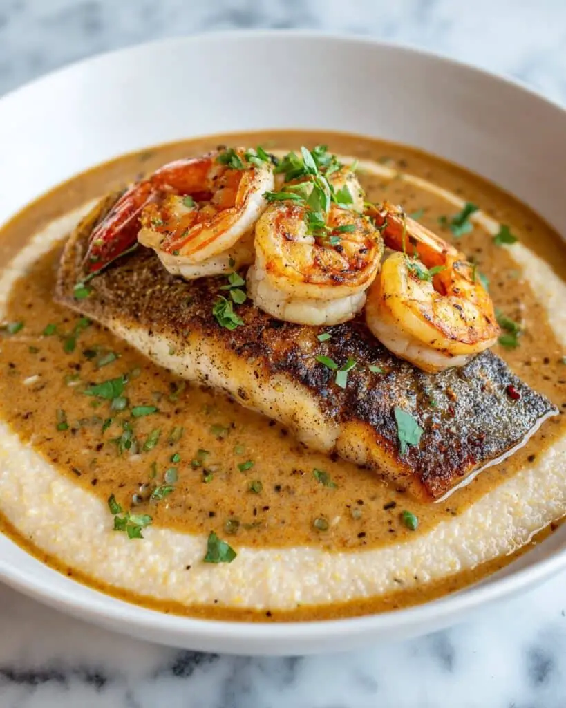 Red Snapper Shrimp Grits with Cajun Cream Sauce Recipe