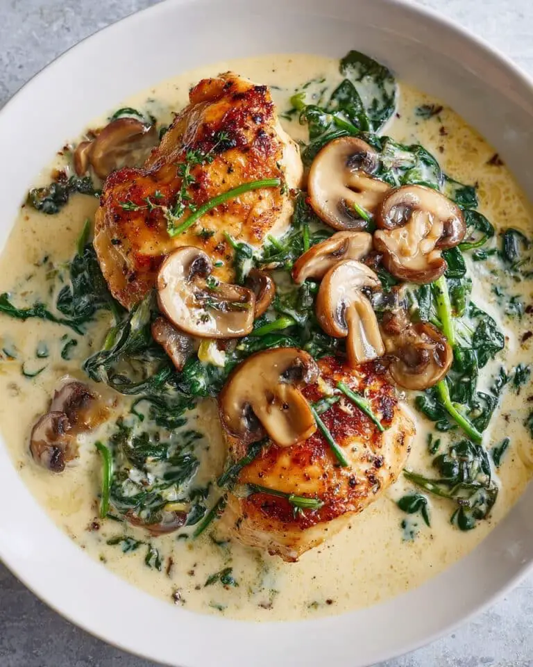 Creamy Parmesan Chicken with Spinach and Mushrooms Recipe