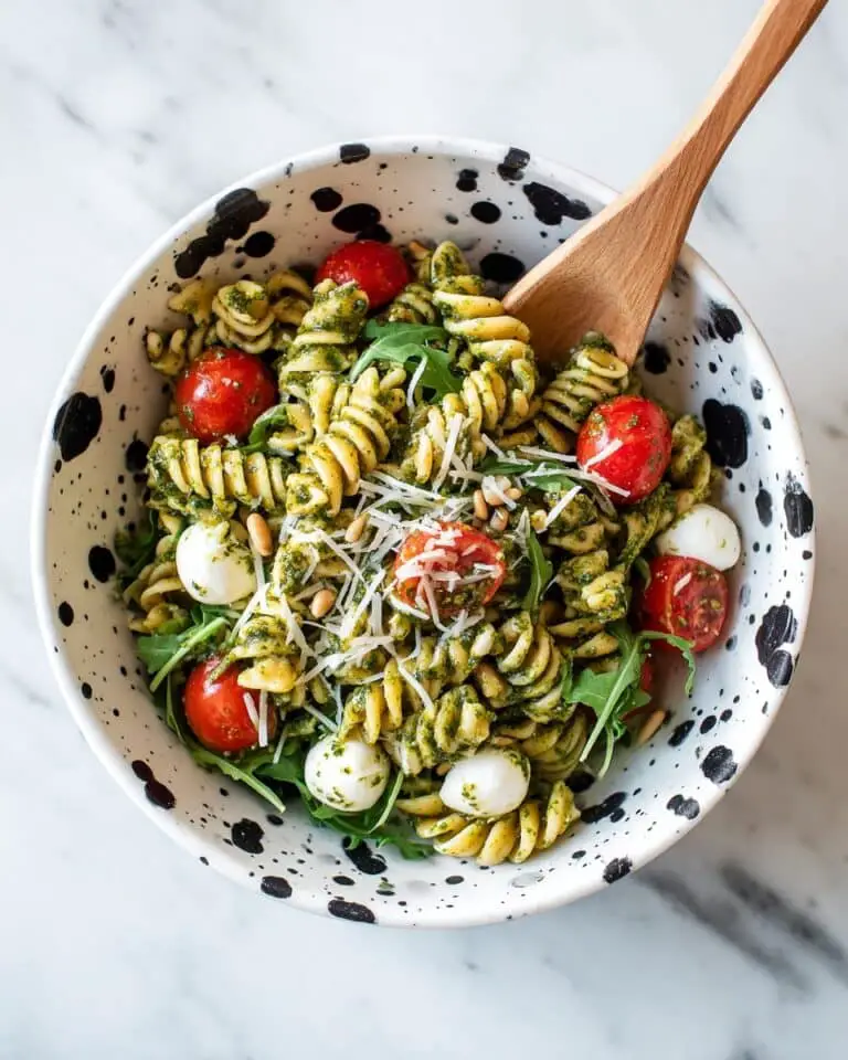 Pesto Pasta Salad with Cherry Tomatoes, Bocconcini, and Toasted Pine Nuts Recipe