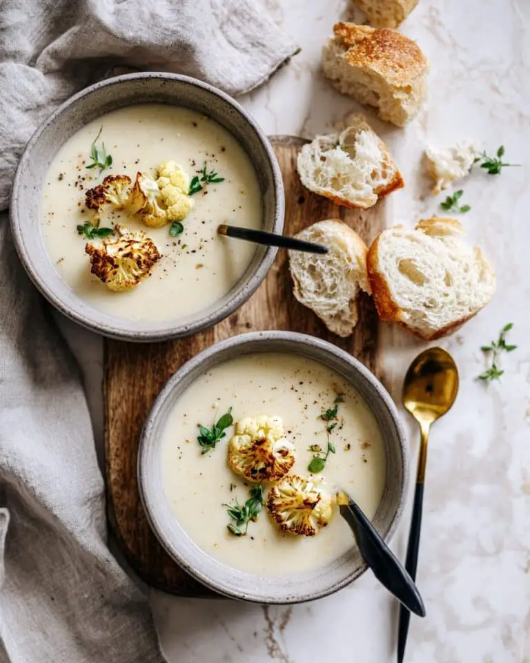 Creamy Roasted Cauliflower White Bean Soup (Vegan!) Recipe