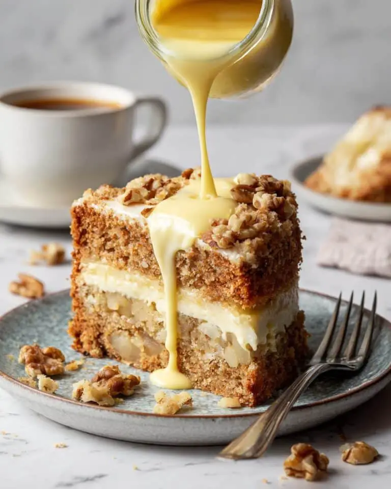 Easy Spiced Apple Cake with Walnuts and Vanilla Custard Recipe
