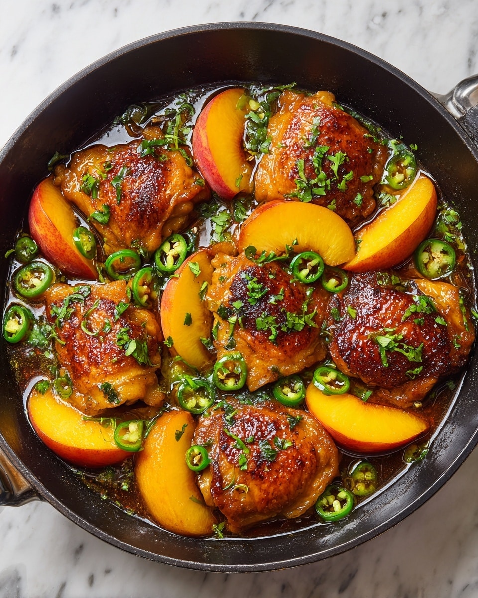Mango Peach Jalapeño Glazed Chicken Skillet Recipe
