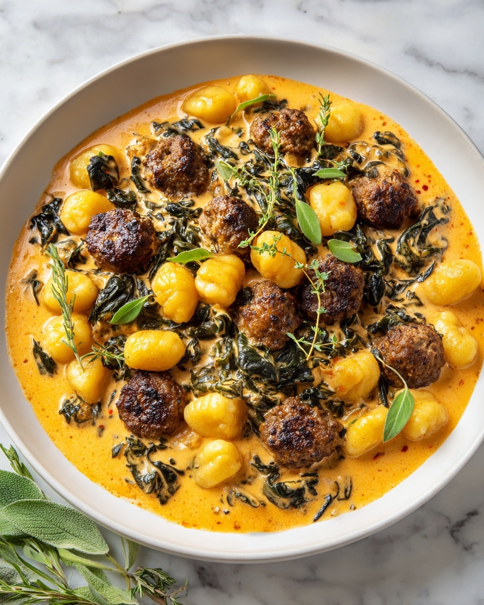 Creamy Pumpkin Gnocchi with Spinach and Sausage Recipe