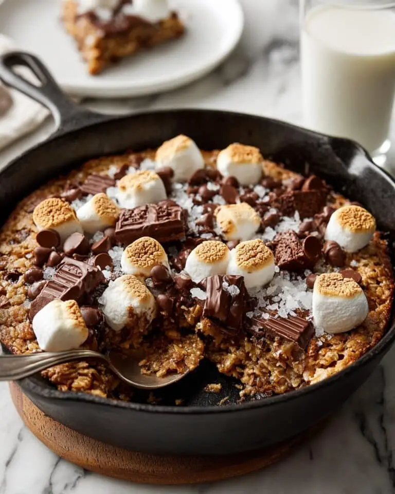 Peanut Butter S’mores Oatmeal Cookie Skillet with Brown Butter Recipe