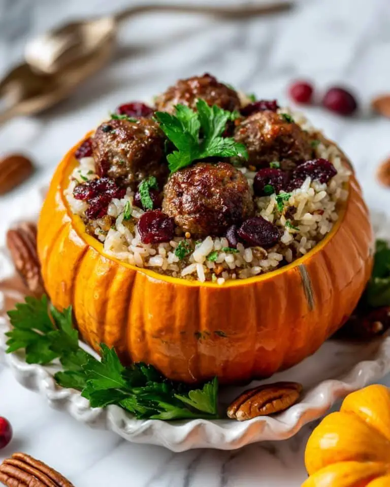 Pumpkin Stuffed with Wild Rice and Sausage Recipe