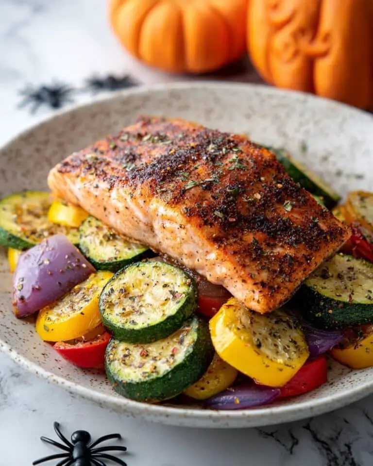 Blackened Salmon with Charred Vegetables Recipe